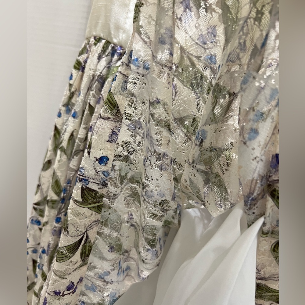 Badgley Mischka Kids Dress in Cream and Blue Floral - Picture 9 of 12